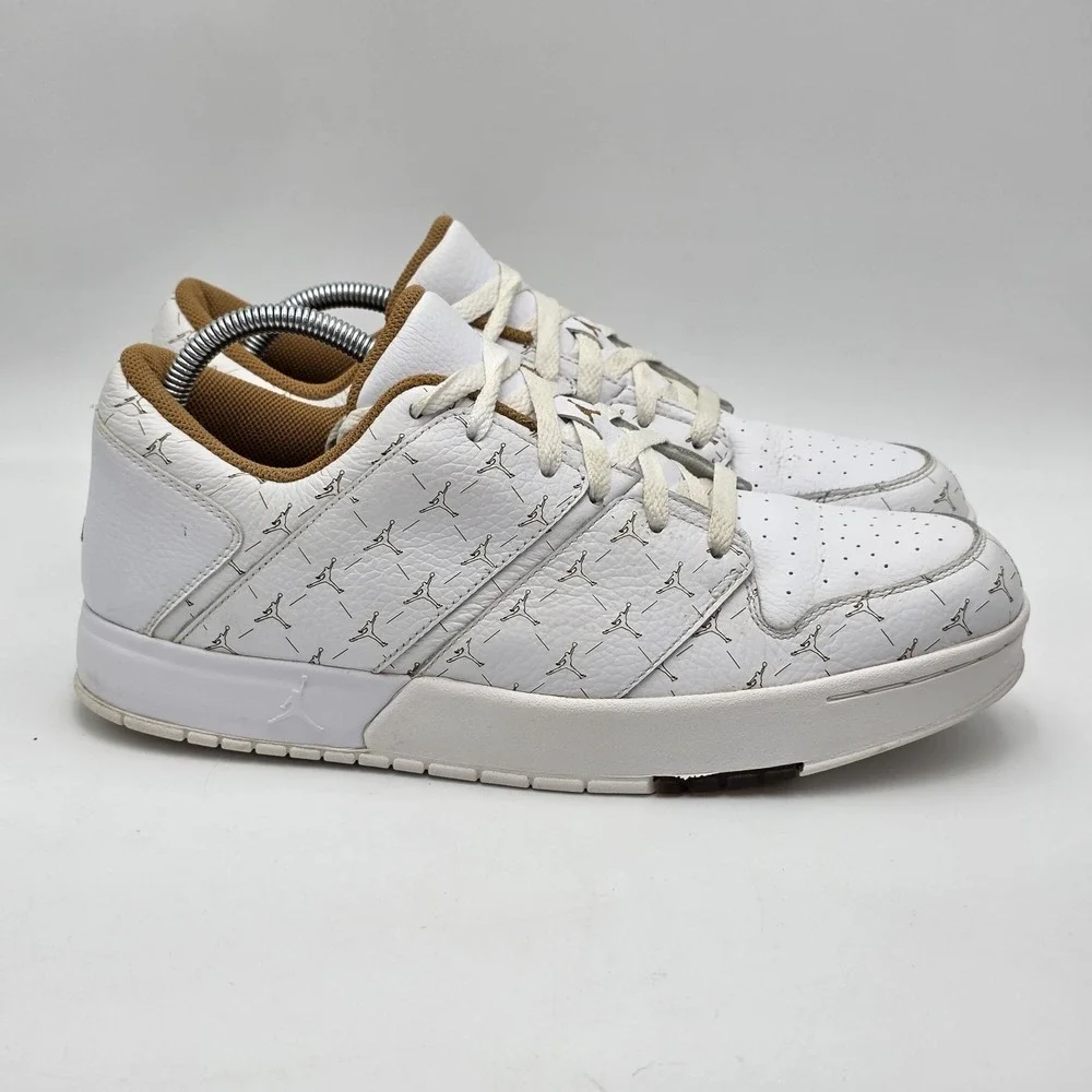 Jordan NU‎ Retro 1 Low 317163-121 White/Gold Logo Men's Size 10 Shoes Sneakers